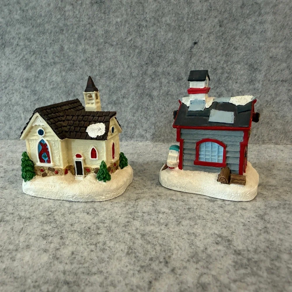 Christmas Village Buildings - Boat House and Church - 3